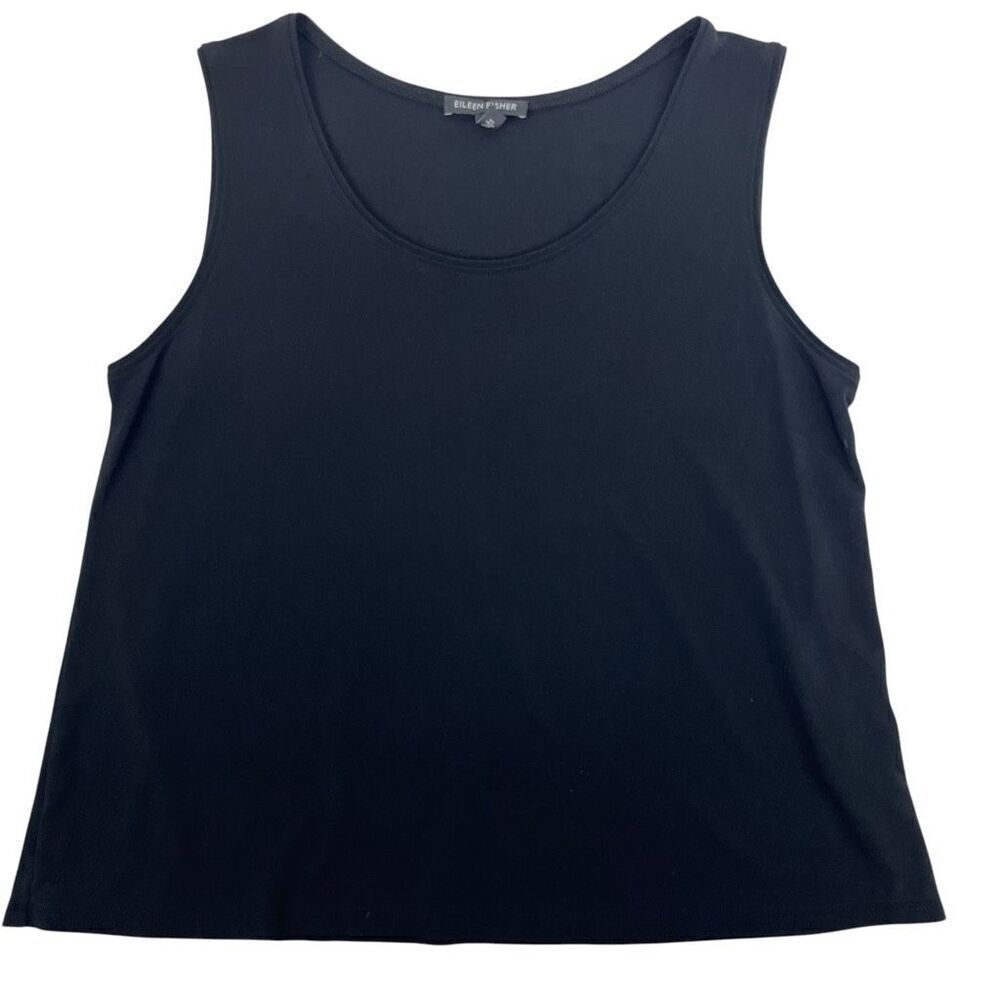 Eileen Fisher Womens Silk Jersey Scoop Neck Tank Top Black Size Small